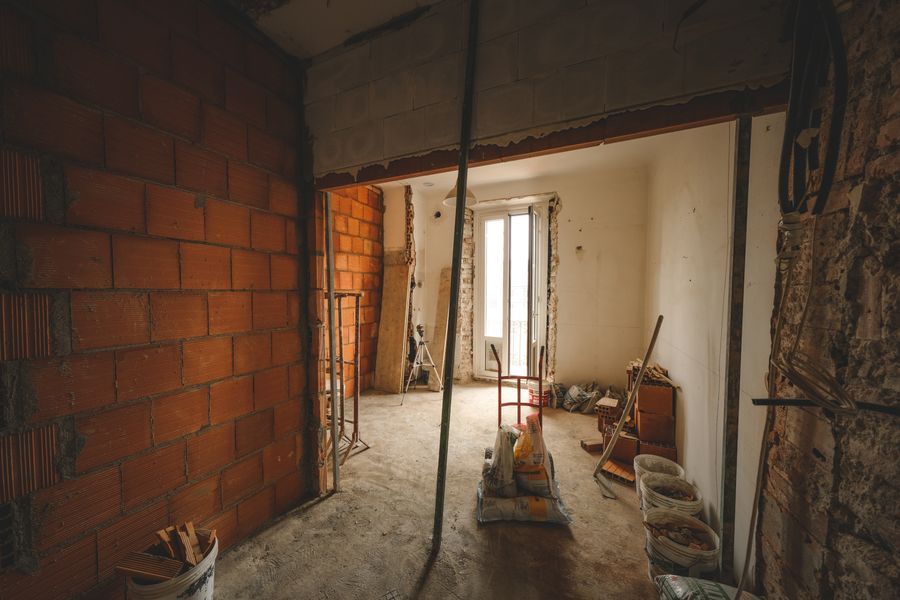 An opening cut through an interior wall into the next room